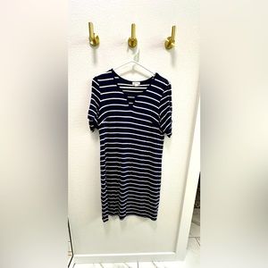 Westport Navy Blue & White Striped Dress/Cover-Up (Size M)